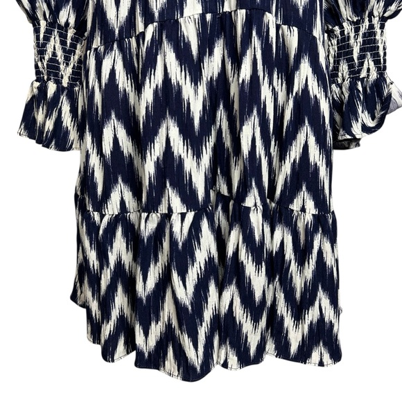 Tuckernuck Pomander Place Kenzo Dress Navy White Ikat Tiered Preppy Shift XXS - Picture 9 of 12